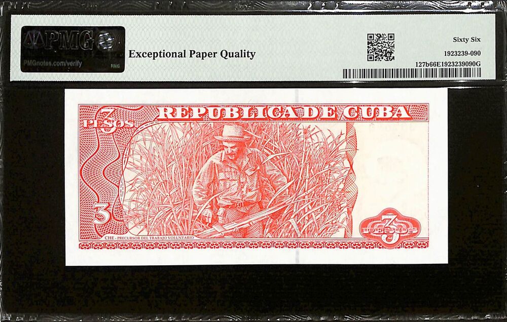 Cuba - 3 Pesos 2005 - Pick # 127b - PMG 66 EPQ