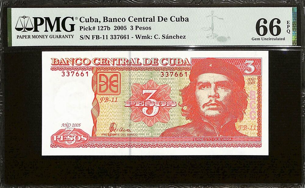 Cuba - 3 Pesos 2005 - Pick # 127b - PMG 66 EPQ