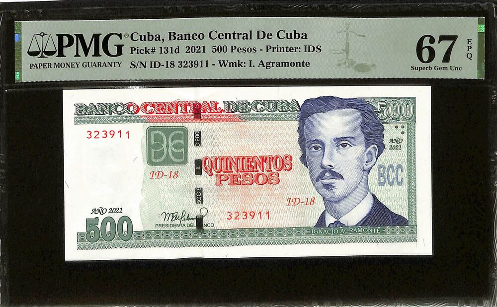 Cuba - 500 Pesos 2021 - Pick # 131d - PMG 67 EPQ