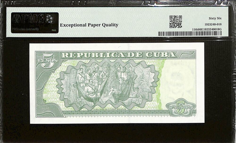Cuba - 5 Pesos 2019 - Pick # 116t - PMG 66 EPQ