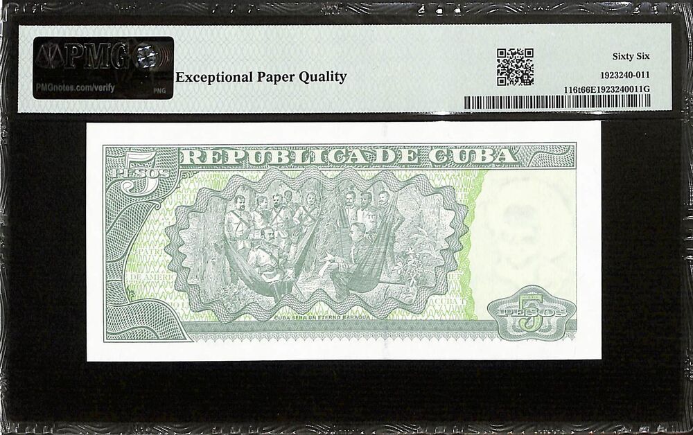 Cuba - 5 Pesos 2019 - Pick # 116t - PMG 66 EPQ