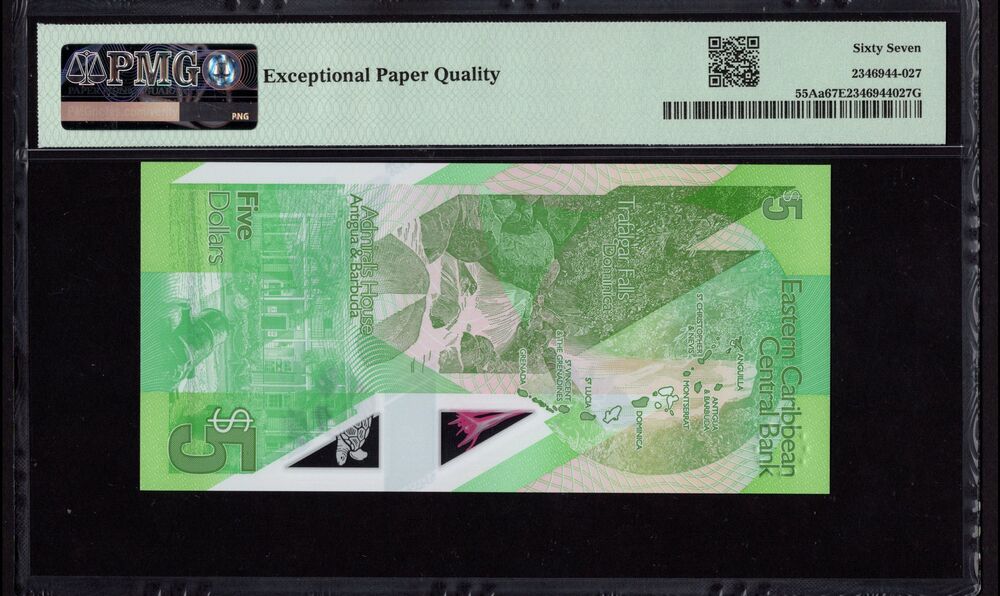 East Caribbean - 5 Dollars 2021 - Pick # 55Aa - PMG 67 EPQ