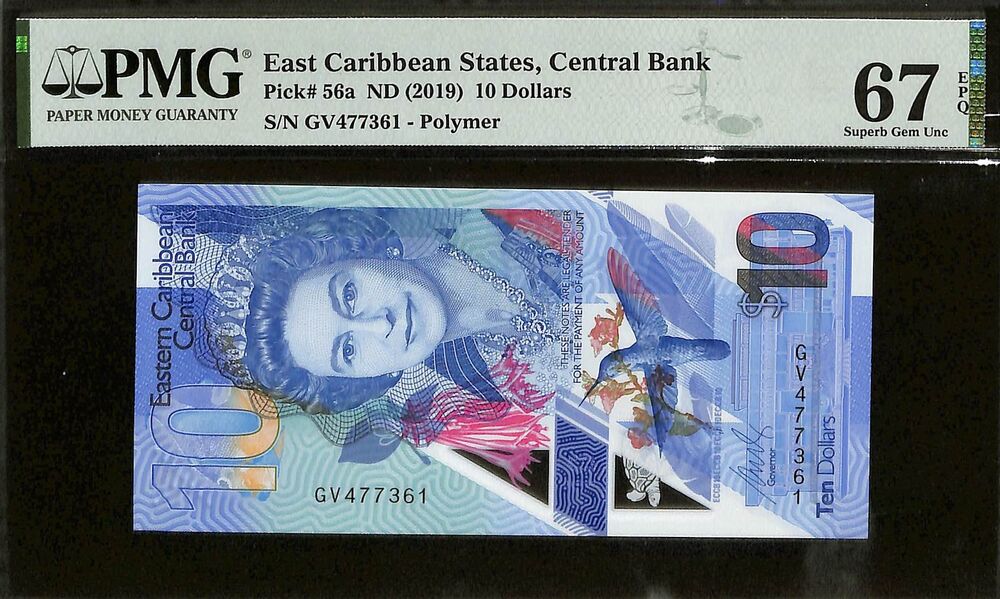 East Caribbean States - 10 Dollars ND (2019) - Pick # 56a - PMG 67 EPQ