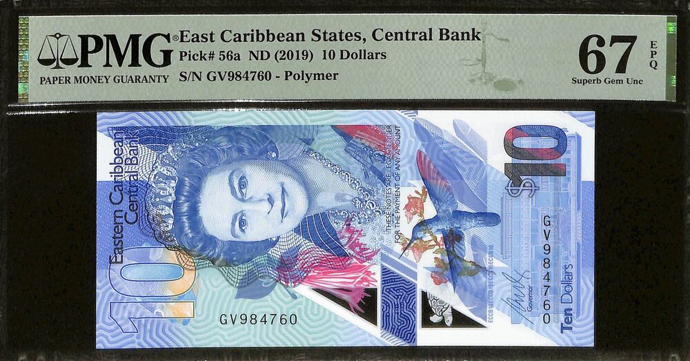 East Caribbean States - 10 Dollars ND (2019) - Pick # 56a - PMG 67 EPQ