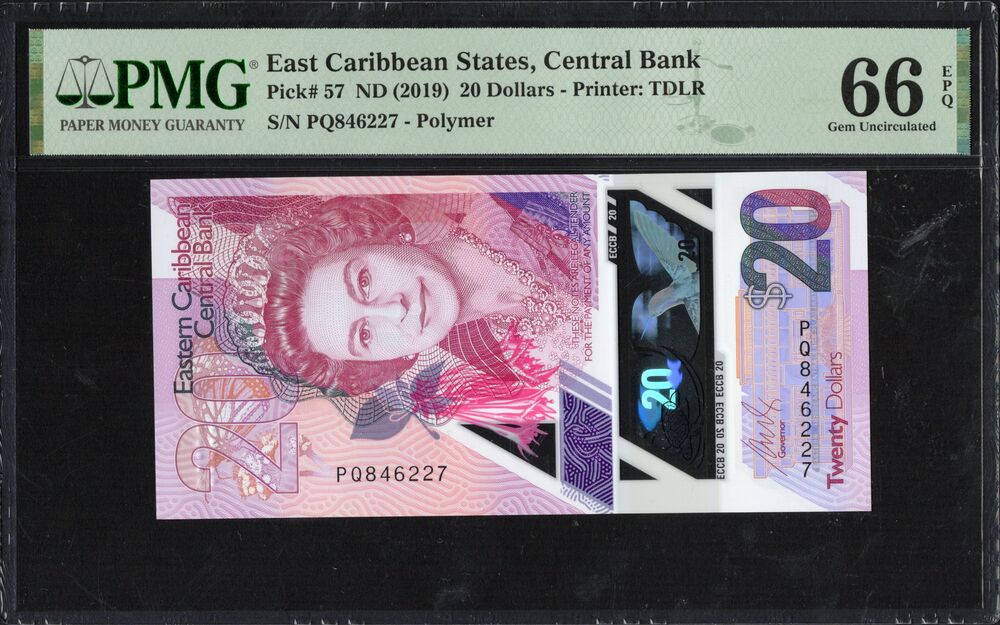 East Caribbean States - 20 Dollars ND (2019) - Pick # 57 - PMG 66 EPQ