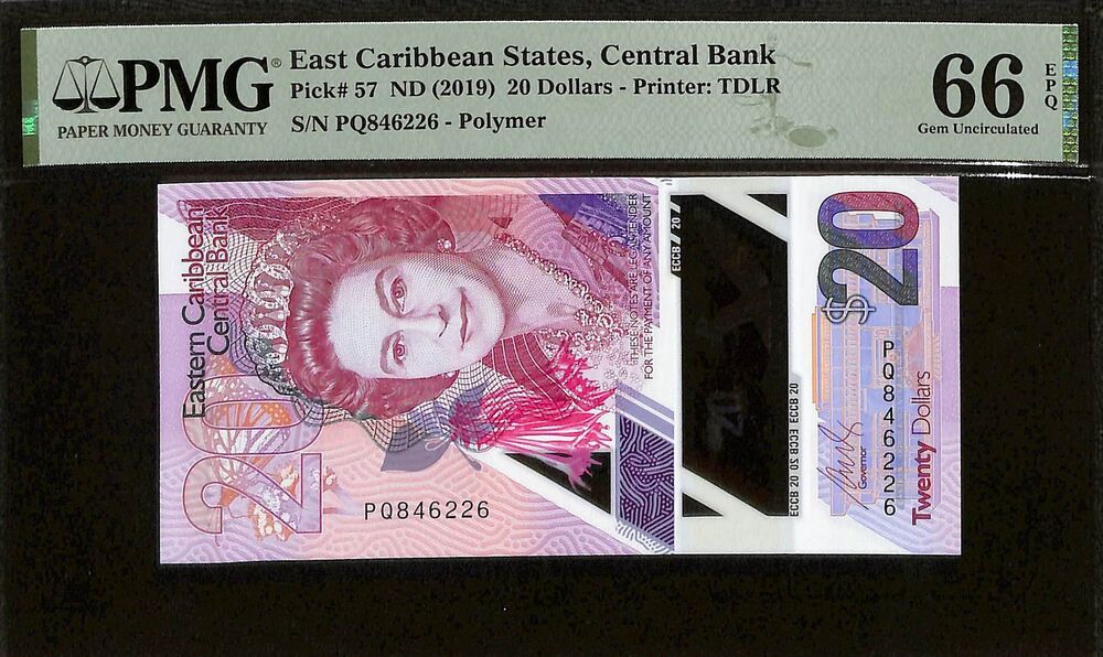East Caribbean States - 20 Dollars ND (2019) - Pick # 57 - PMG 66 EPQ