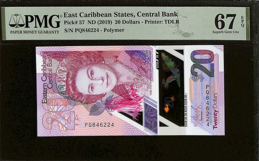 East Caribbean States - 20 Dollars ND (2019) - Pick # 57 - PMG 67 EPQ