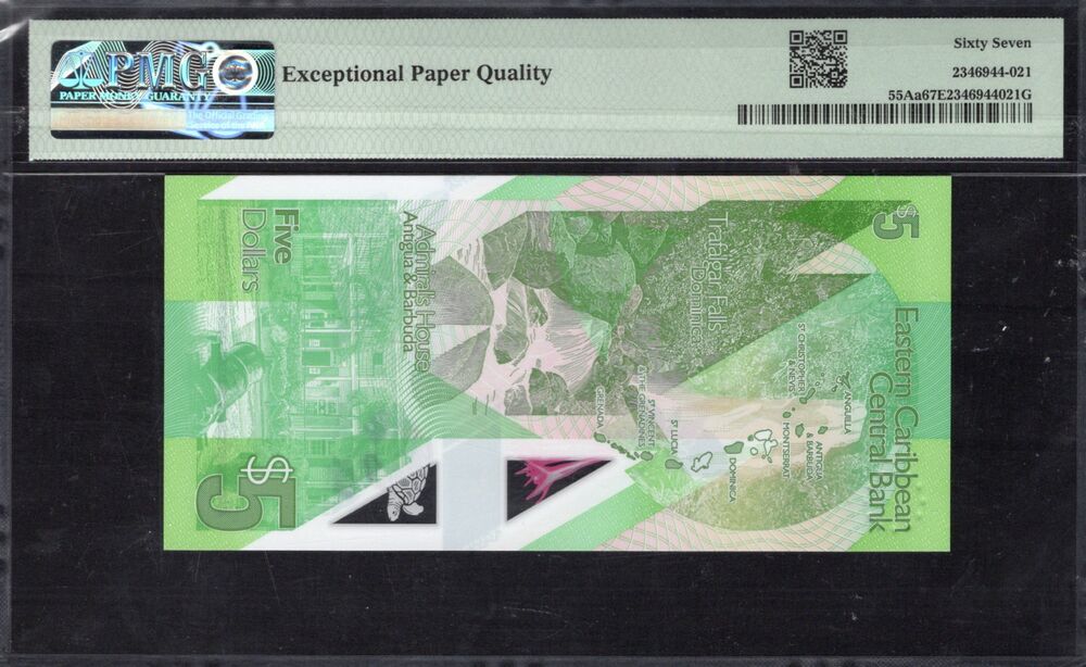 East Caribbean States - 5 Dollars ND (2021) - Pick # 55Aa - PMG 67 EPQ