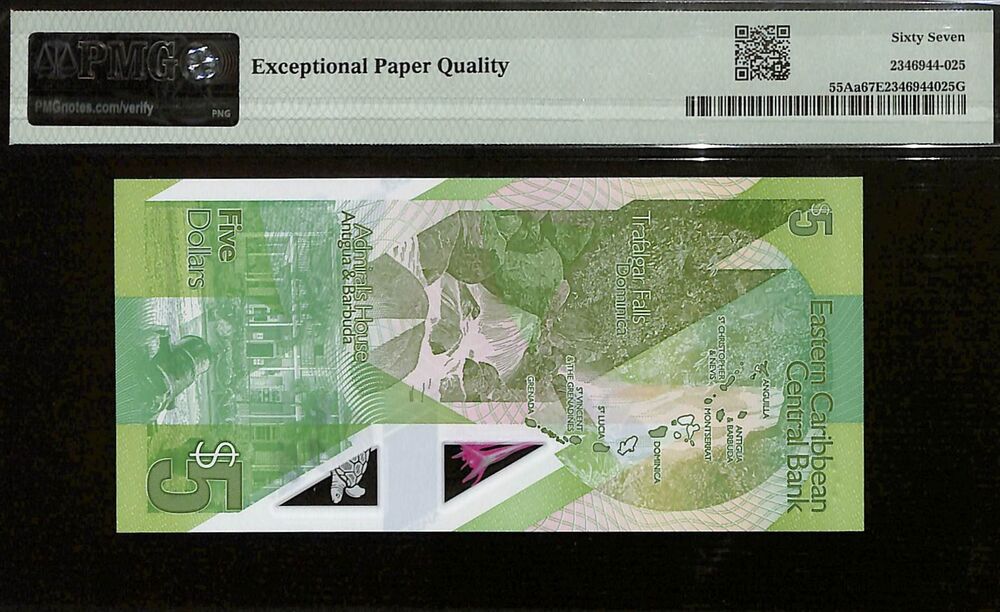 East Caribbean States - 5 Dollars ND (2021) - Pick # 55Aa - PMG 67 EPQ