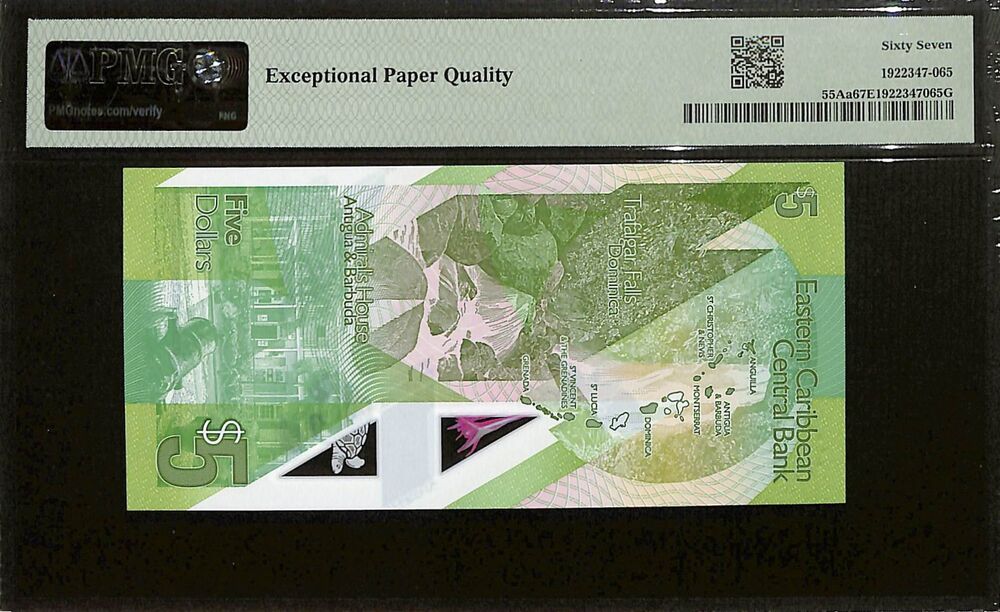 East Caribbean States - 5 Dollars ND (2021) - Pick # 55Aa - PMG 67 EPQ