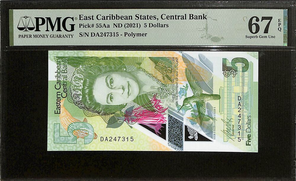 East Caribbean States - 5 Dollars ND (2021) - Pick # 55Aa - PMG 67 EPQ