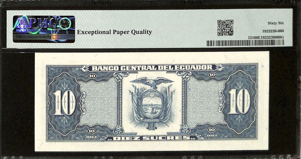 Ecuador - 10 Sucres 1986-88 - Pick # 121 - PMG 66 EPQ