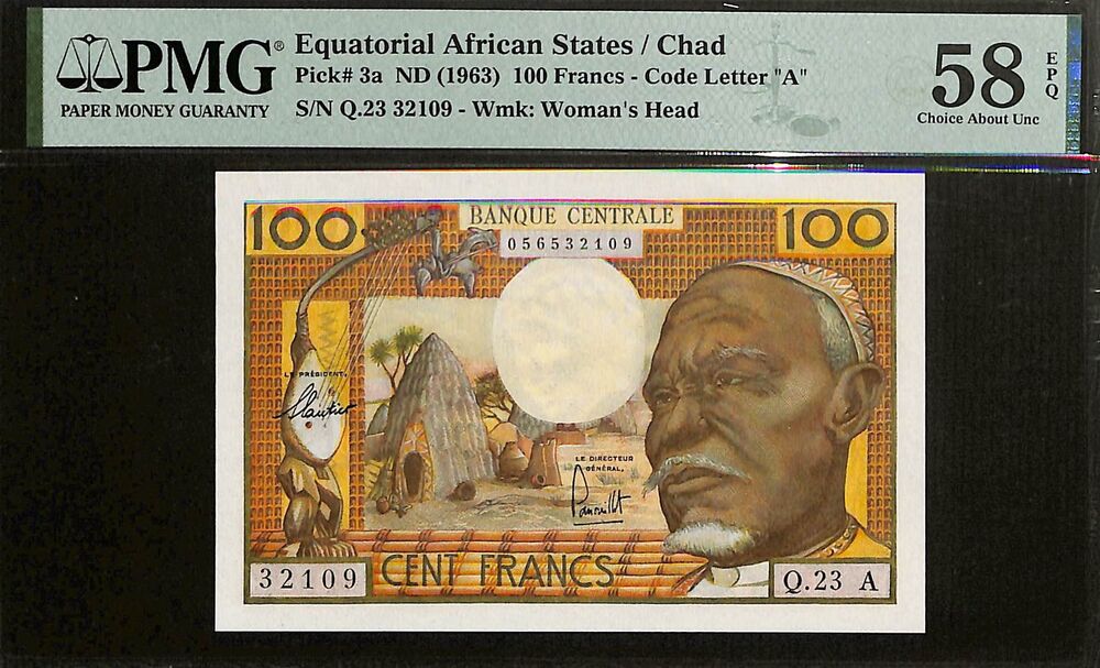 Equatorial African States - 100 Francs ND (1963) - Pick # 3a - PMG 58