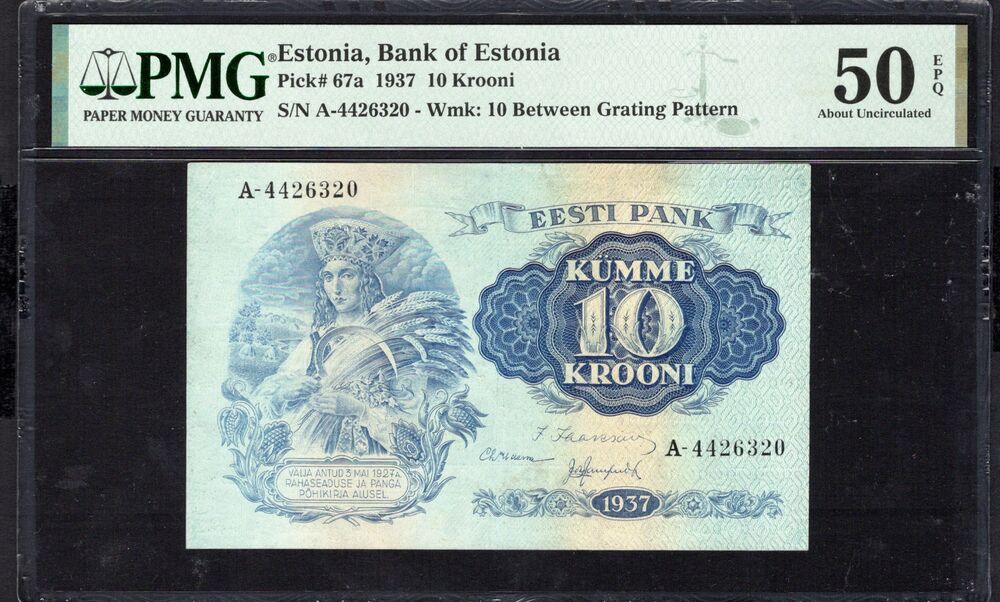 Estonia - 10 Krooni 1937 - Pick # 67a - PMG 50 EPQ