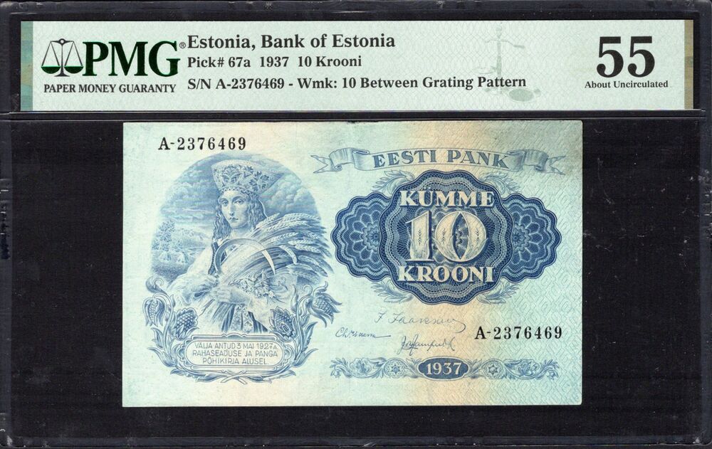 Estonia - 1 krooni 1937 - Pick # 67a - PMG 55