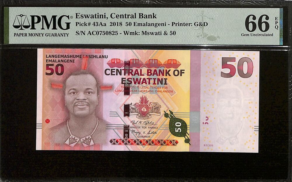 Eswatini - 50 Emalangeni 2018 - Pick # 43Aa - PMG 66 EPQ
