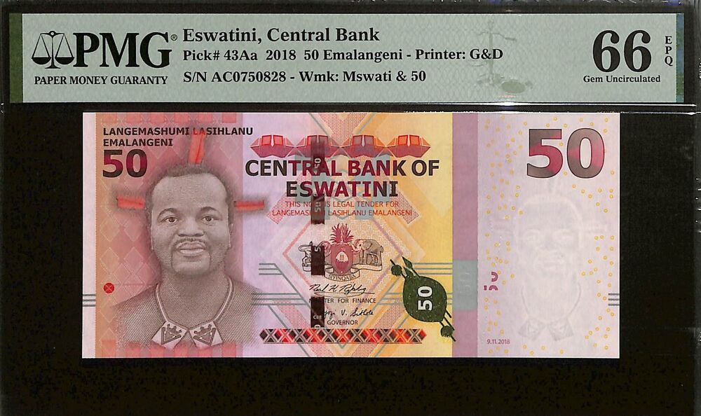 Eswatini - 50 Emallangeni 2018 - Pick # 43Aa - PMG 66 EPQ