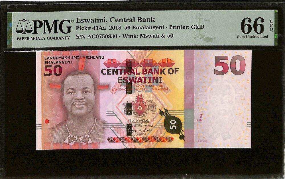 Eswatini - 50 Emallangeni 2018 - Pick # 43Aa - PMG 66 EPQ