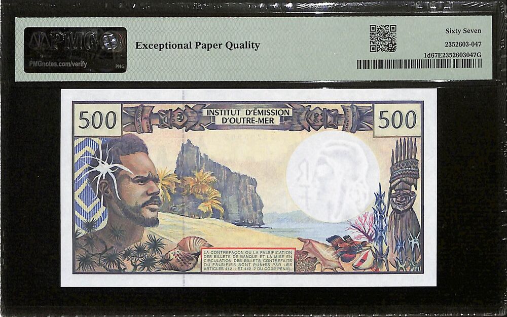 French Pacific Territories - 500 Francs ND (1992) - Pick # 1d - PMG 67 EPQ