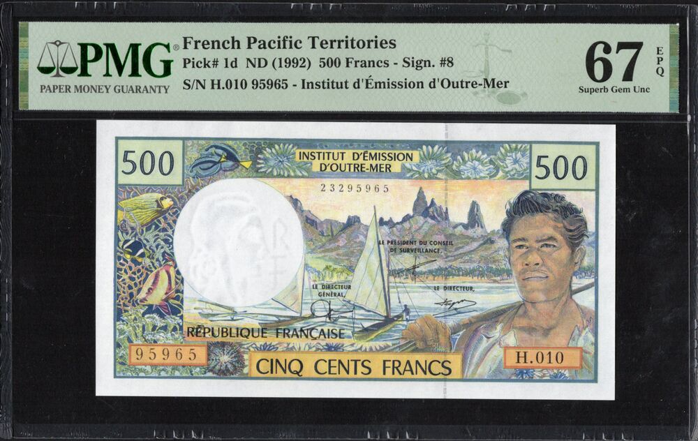 French Pacific Territories - 500 Francs ND (1992) - Pick # 1d - PMG 67 EPQ