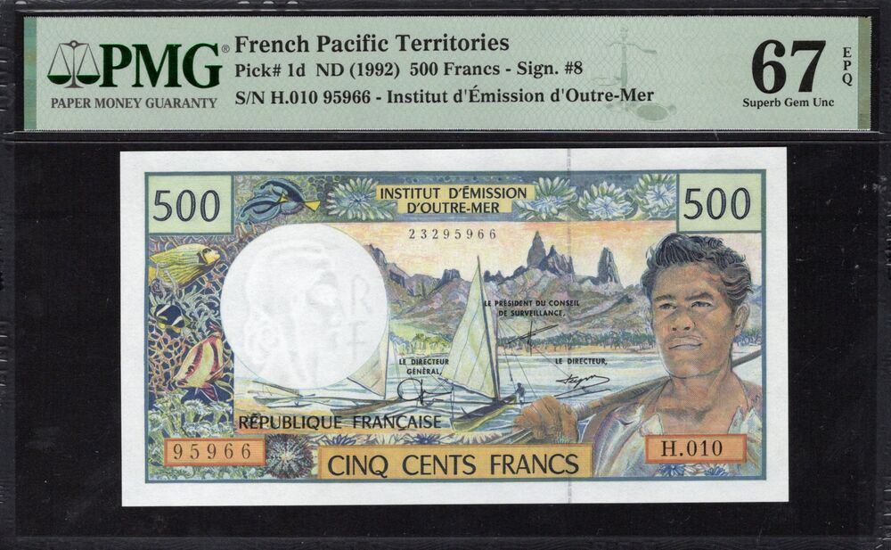 French Pacific Territories - 500 Francs ND (1992) - Pick # 1d - PMG 67 EPQ