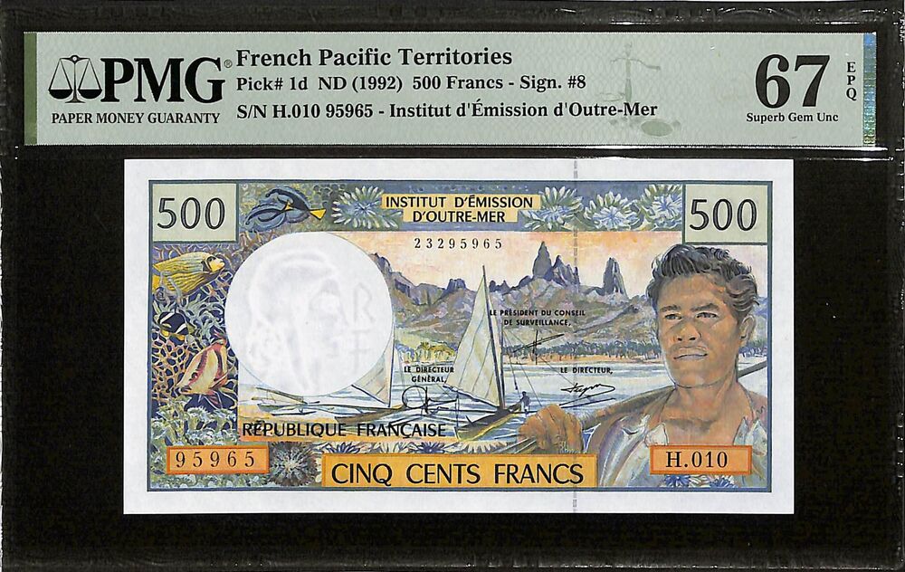 French Pacific Territories - 500 Francs ND (1992) - Pick # 1d - PMG 67 EPQ