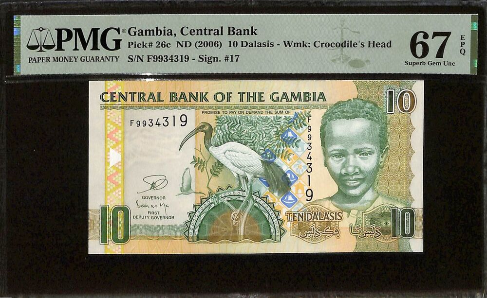 Gambia - 10 Dalasis ND (2006) - Pick # 26c - PMG 67 EPQ