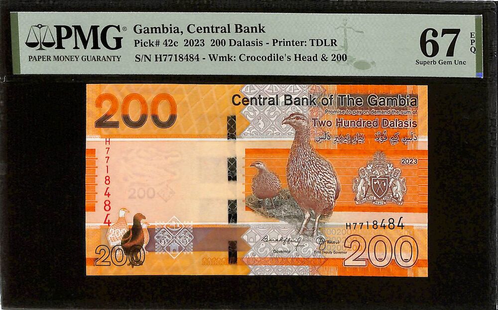 Gambia - 200 Dalasis 2023 - Pick # 42c - PMG 67 EPQ