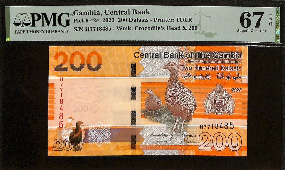 Gambia - 200 Dalasis 2023 - Pick # 42c - PMG 67 EPQ