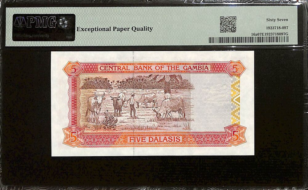 Gambia - 5 Dalasis ND (1996) - Pick # 16a - PMG 67 EPQ