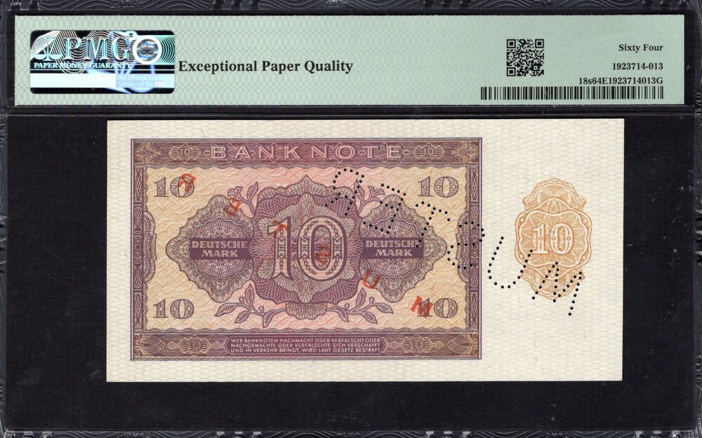 Germany - 10 Deutsche Mark 1955 - Pick # 18s - SPECIMEN - PMG 64 EPQ