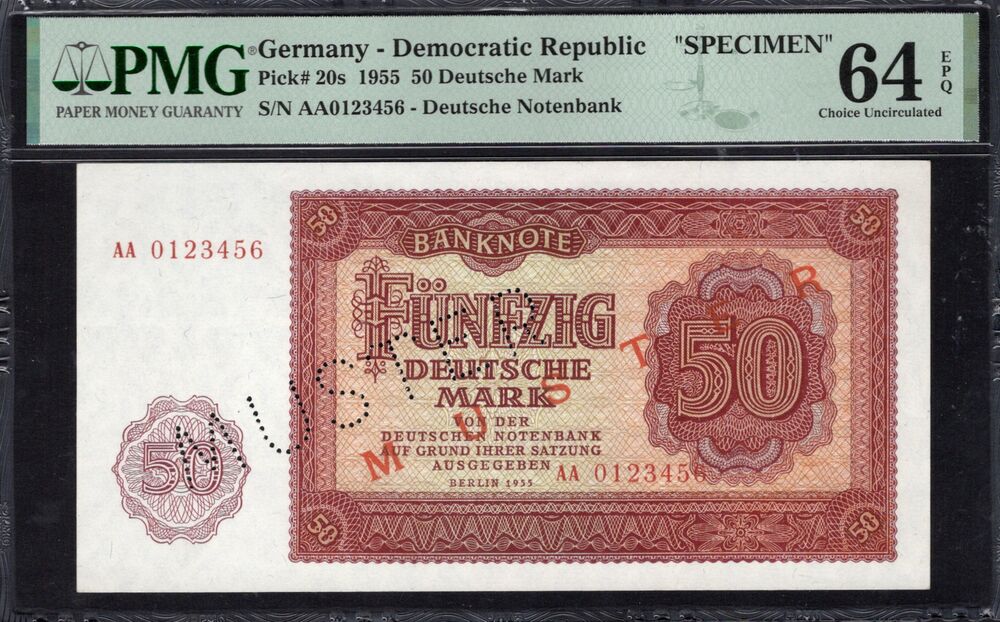 Germany - 50 Deutsche Mark 1955 - Pick # 20s - SPECIMEN - PMG 64 EPQ