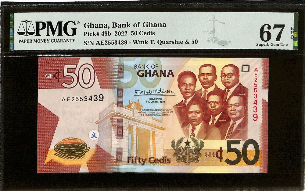 Ghana - 50 Cedis 2022 - Pick # 49b - PMG 67 EPQ