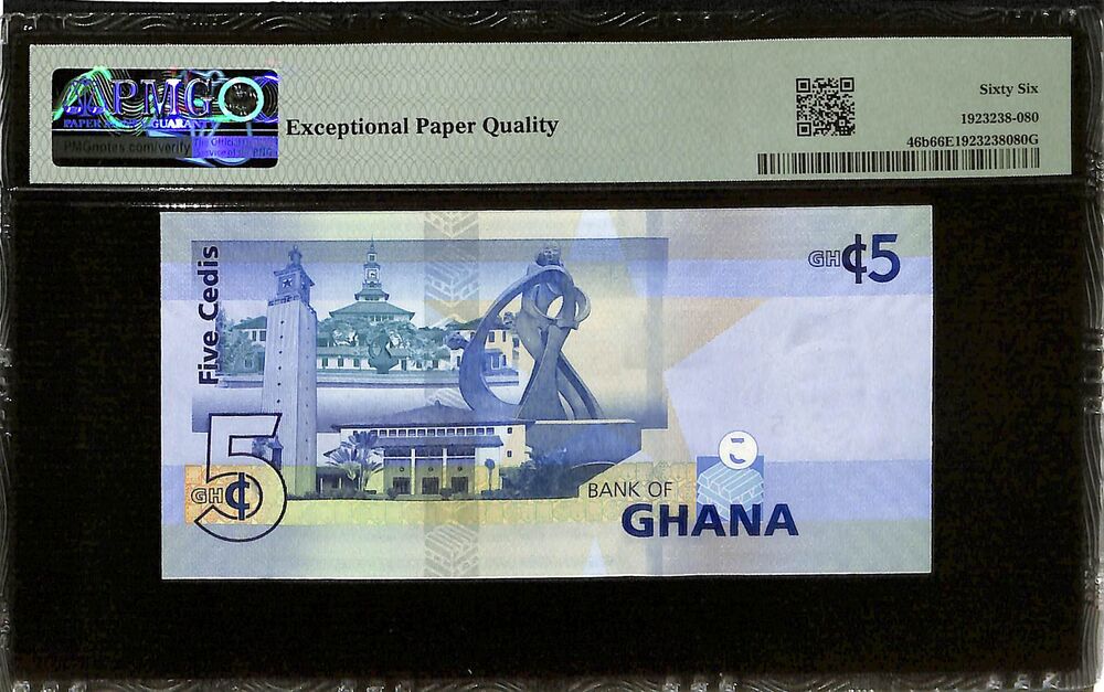 Ghana - 5 Cedis 2022 - Pick # 46b - PMG 66 EPQ