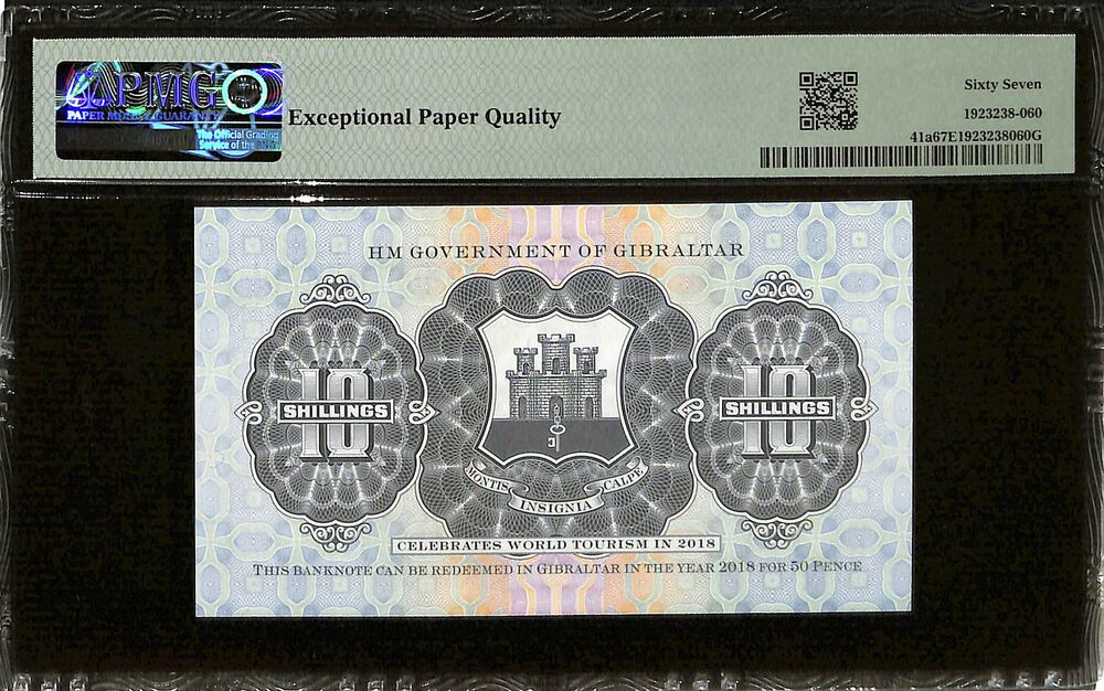Gibraltar - 50 Pence on 10 Shillings 2018 - Pick # 41a - COMMEMORATIVE - PMG 67 EPQ