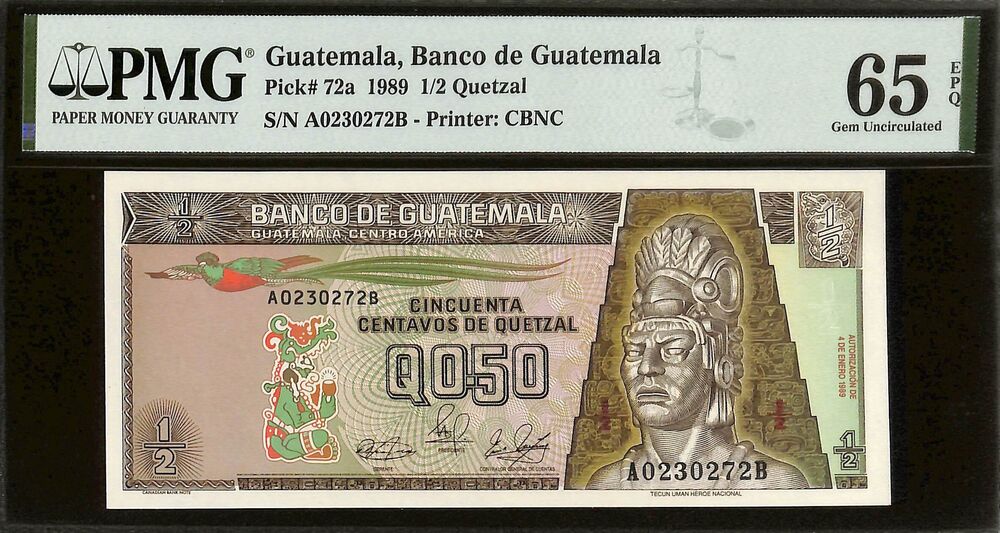Guatemala - 1/2 Quetzal 1989 - Pick # 72a - PMG 65 EPQ