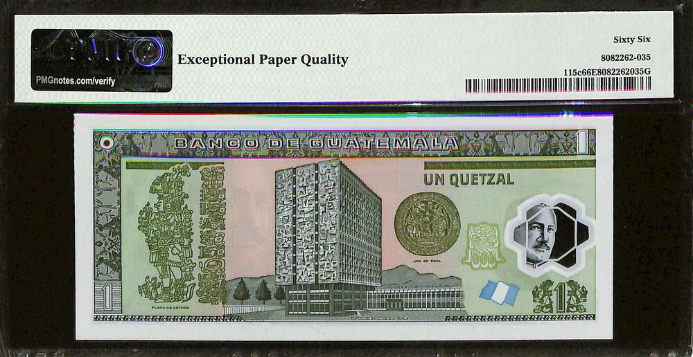 Guatemala - 1 Quetzal 2012 - Pick # 115c - PMG 66 EPQ