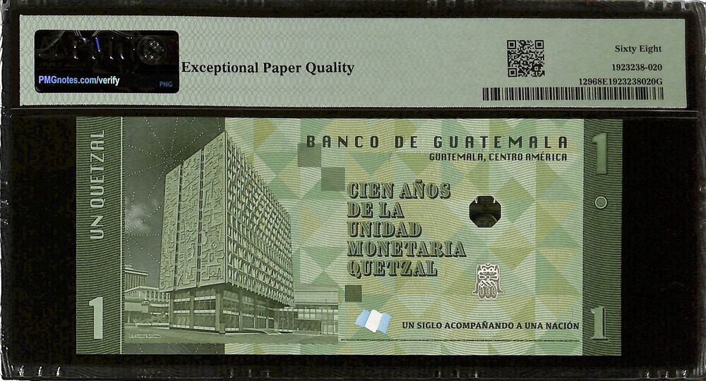 Guatemala - 1 Quetzal 2023 - Pick # 129 - COMMEMORATIVE - PMG 68 EPQ