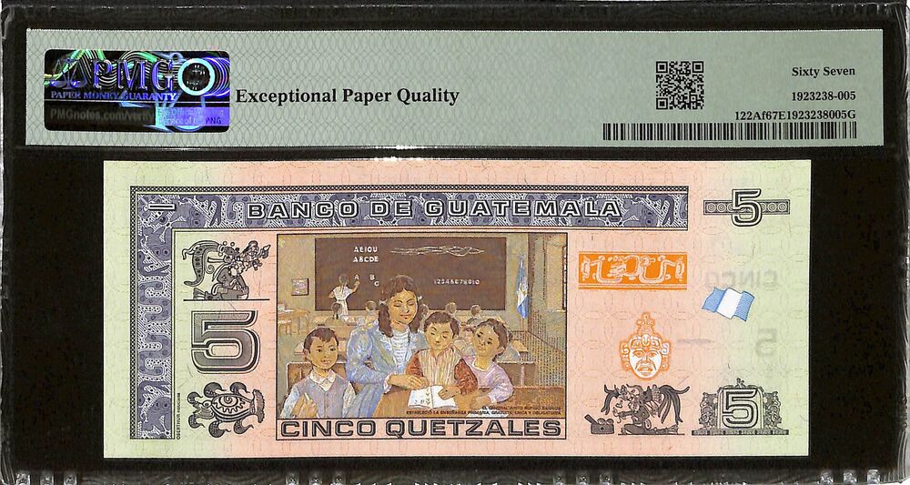 Guatemala - 5 Quetzals 2022 - Pick # 122Af - PMG 67 EPQ