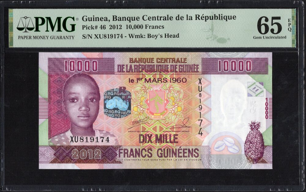 Guinea - 10.000 Francs 2012 - Pick # 46 - PMG 65 EPQ