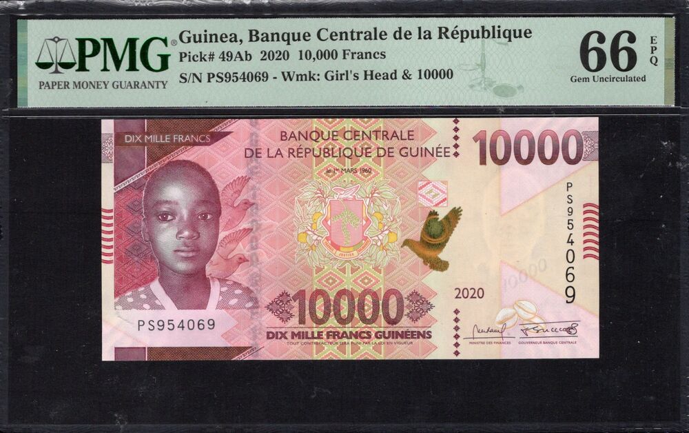 Guinea - 10.000 Francs 2020 - Pick # 49Ab - PMG 66 EPQ
