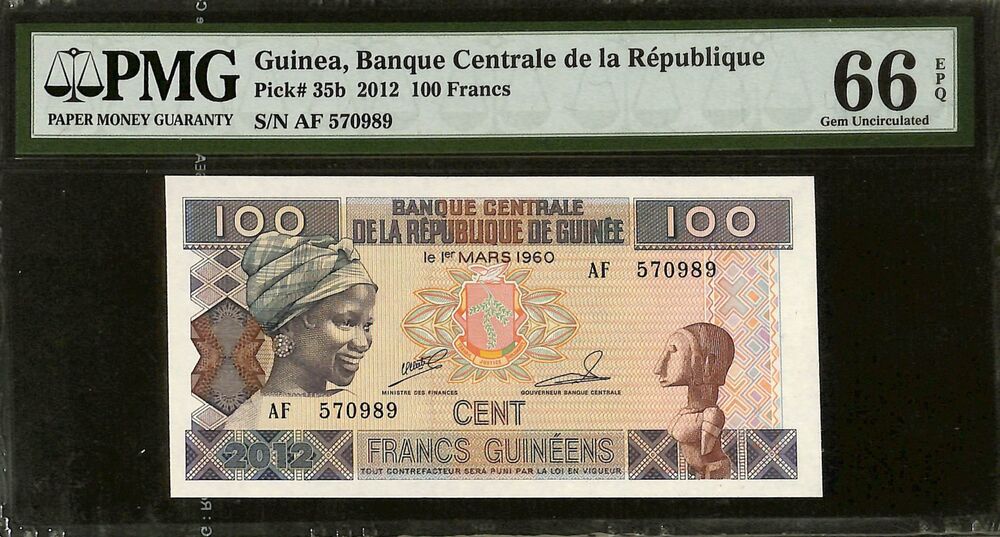 Guinea - 100 Francs 2012 - Pick # 35b - PMG 66 EPQ