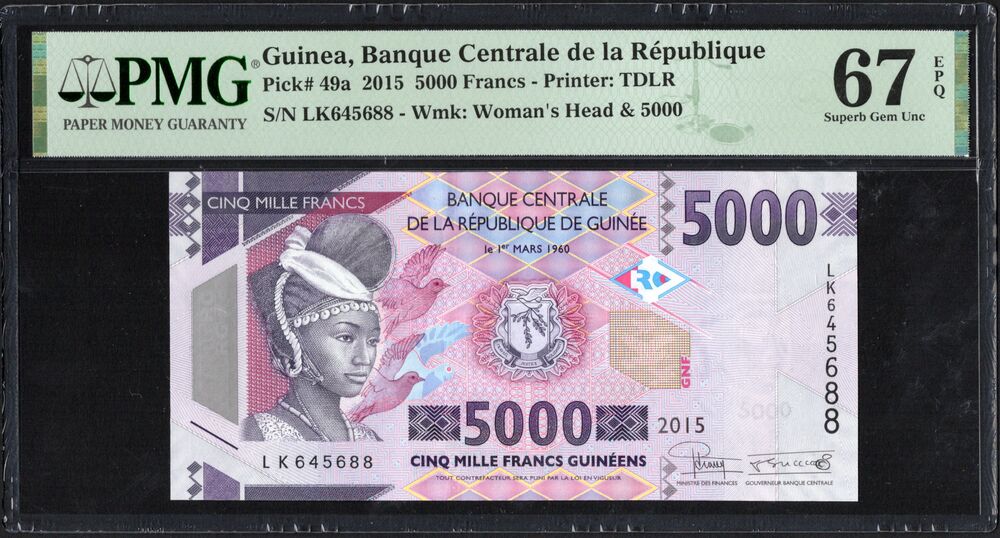 Guinea - 5000 Francs 2015 - Pick # 49a - PMG 67 EPQ
