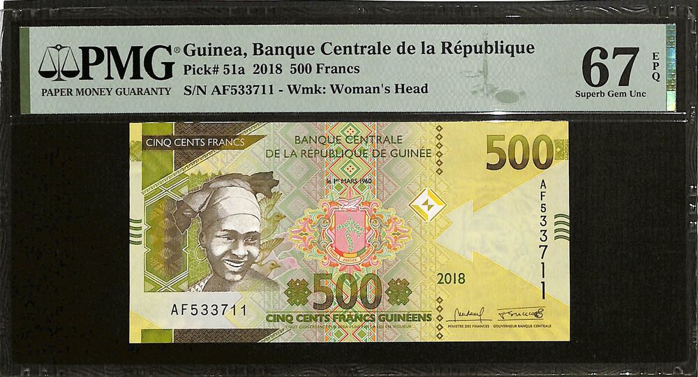 Guinea - 500 Francs 2018 - Pick # 51a - PMG 67 EPQ