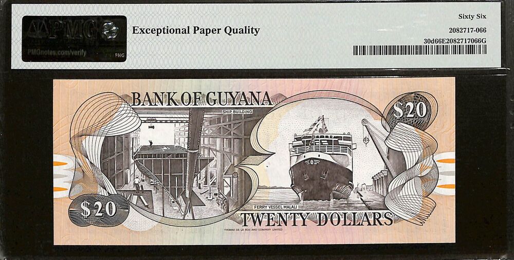 Guyana - 20 Dollars ND (1997) - Pick # 30d - PMG 66 EPQ