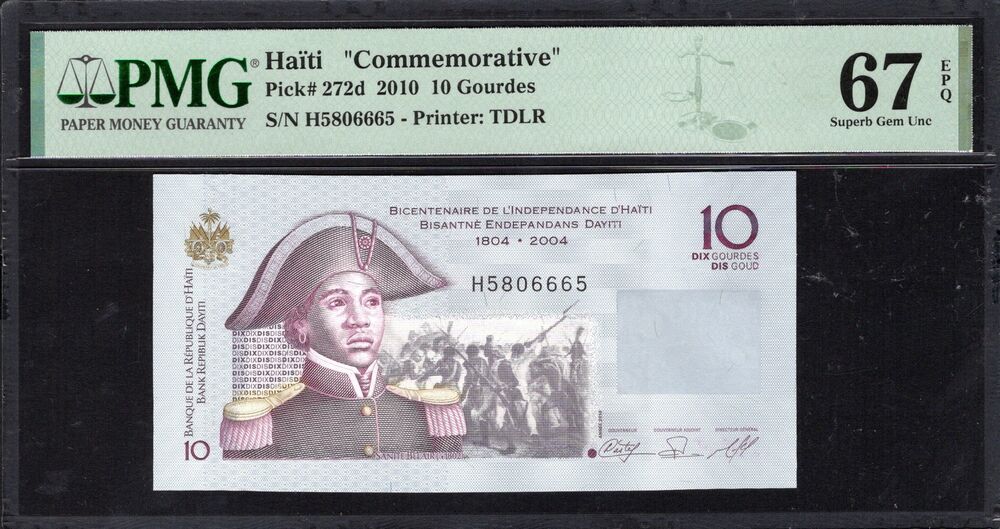 Haiti - 10 Gourdes 2010 - Pick # 272d - COMMEMORATIVE - PMG 67 EPQ