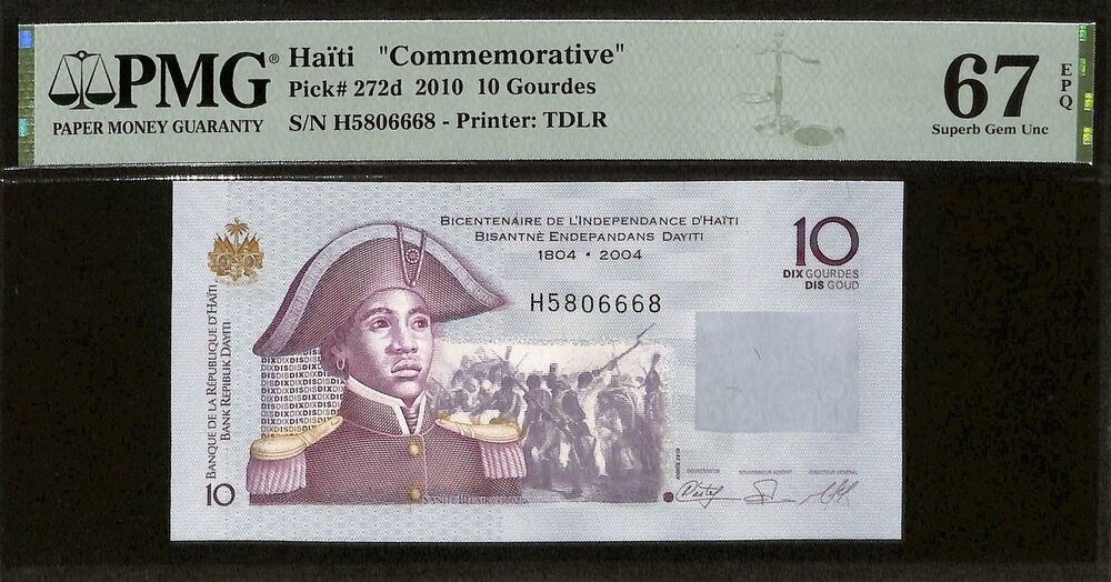 Haiti - 10 Gourdes 2010 - Pick # 272d - COMMEMORATIVE - PMG 67 EPQ