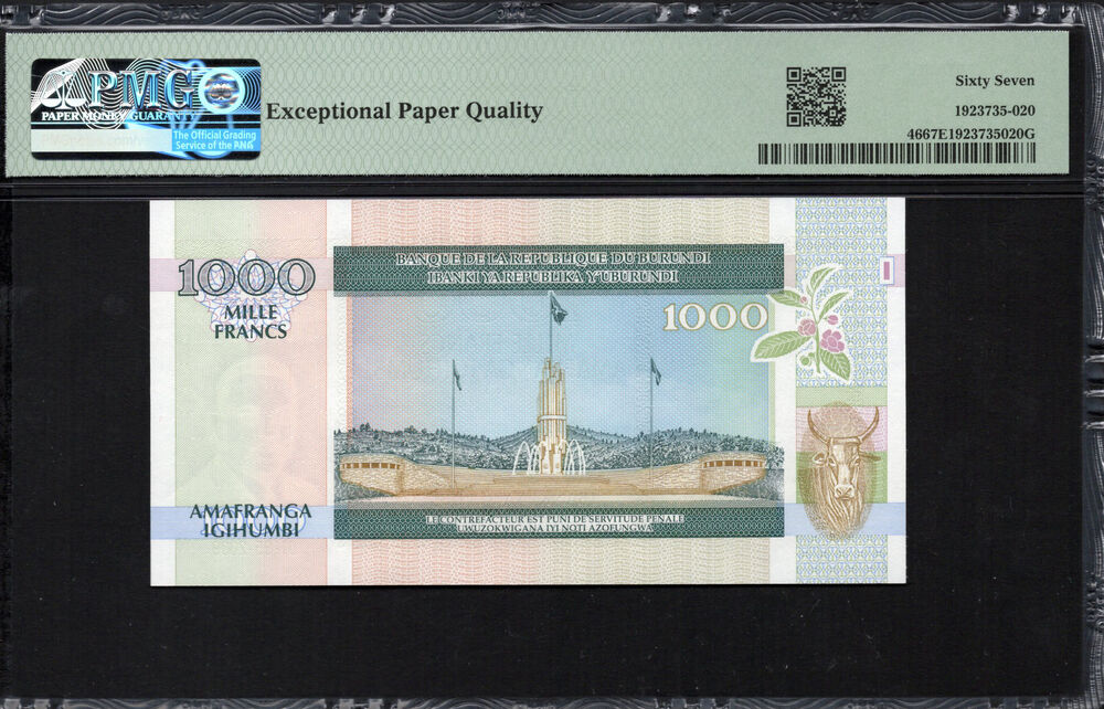 Burundi - 1000 Francs 2009 - Pick # 46 - PMG 67 EPQ
