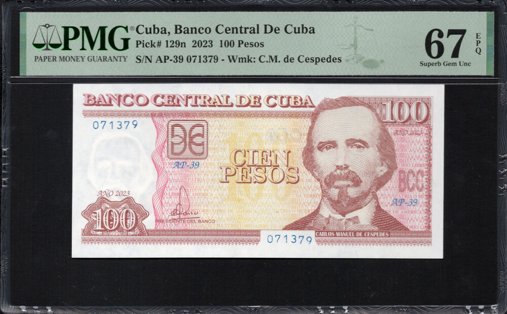 Cuba - 100 Pesos 2023 - Pick # 129n - PMG 67 EPQ