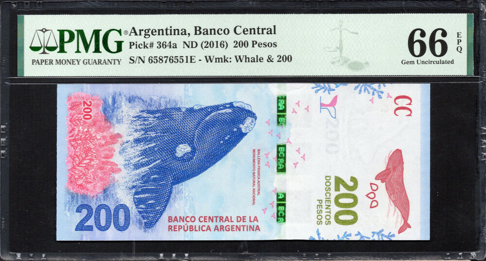 Argentina - 200 Pesos ND (2016) - Pick # 364a - PMG 66 EPQ